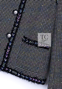 CHANEL 16S Black Multicolor Epaulettes Trimming Jacket 34 36 シャネル ブラック マルチカラー 肩章 ココマーク ボタン ジャケット 即発