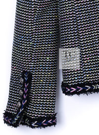 CHANEL 16S Black Multicolor Epaulettes Trimming Jacket 34 36 シャネル ブラック マルチカラー 肩章 ココマーク ボタン ジャケット 即発