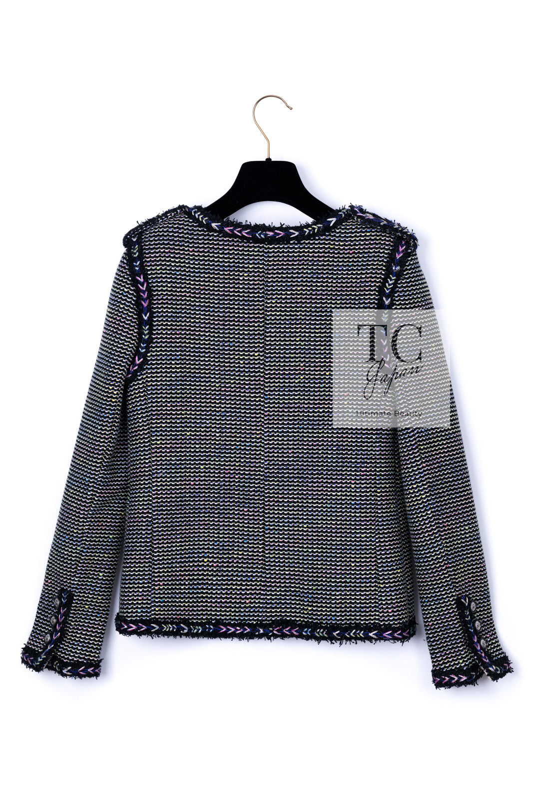 CHANEL 16S Black Multicolor Epaulettes Trimming Jacket 34 36 シャネル ブラック マルチカラー 肩章 ココマーク ボタン ジャケット 即発