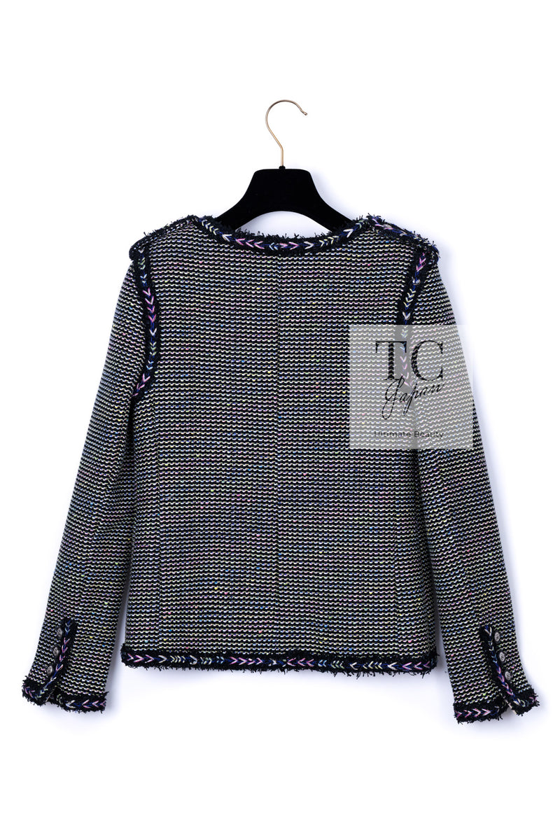 CHANEL 16S Black Multicolor Epaulettes Trimming Jacket 34 36 シャネル ブラック マルチカラー 肩章 ココマーク ボタン ジャケット 即発