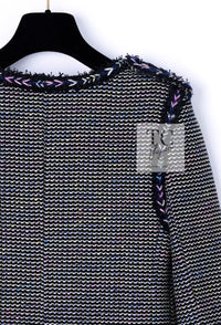 CHANEL 16S Black Multicolor Epaulettes Trimming Jacket 34 36 シャネル ブラック マルチカラー 肩章 ココマーク ボタン ジャケット 即発