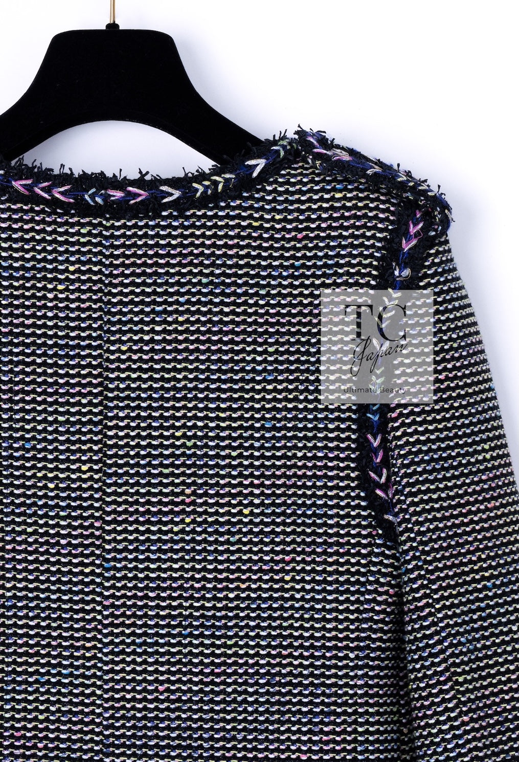 CHANEL 16S Black Multicolor Epaulettes Trimming Jacket 34 36 シャネル ブラック マルチカラー 肩章 ココマーク ボタン ジャケット 即発