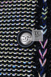 CHANEL 16S Black Multicolor Epaulettes Trimming Jacket 34 36 シャネル ブラック マルチカラー 肩章 ココマーク ボタン ジャケット 即発