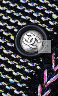 CHANEL 16S Black Multicolor Epaulettes Trimming Jacket 34 36 シャネル ブラック マルチカラー 肩章 ココマーク ボタン ジャケット 即発