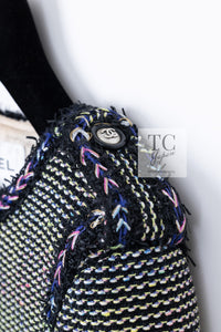 CHANEL 16S Black Multicolor Epaulettes Trimming Jacket 34 36 シャネル ブラック マルチカラー 肩章 ココマーク ボタン ジャケット 即発