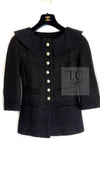 CHANEL 13S Black Pearl Button Mesh Jacket 38 シャネル ブラック パール ボタン メッシュ ジャケット 即発