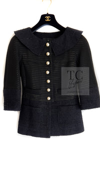 CHANEL 13S Black Pearl Button Mesh Jacket 38 シャネル ブラック パール ボタン メッシュ ジャケット 即発