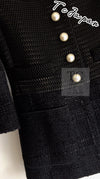CHANEL 13S Black Pearl Button Mesh Jacket 38 シャネル ブラック パール ボタン メッシュ ジャケット 即発