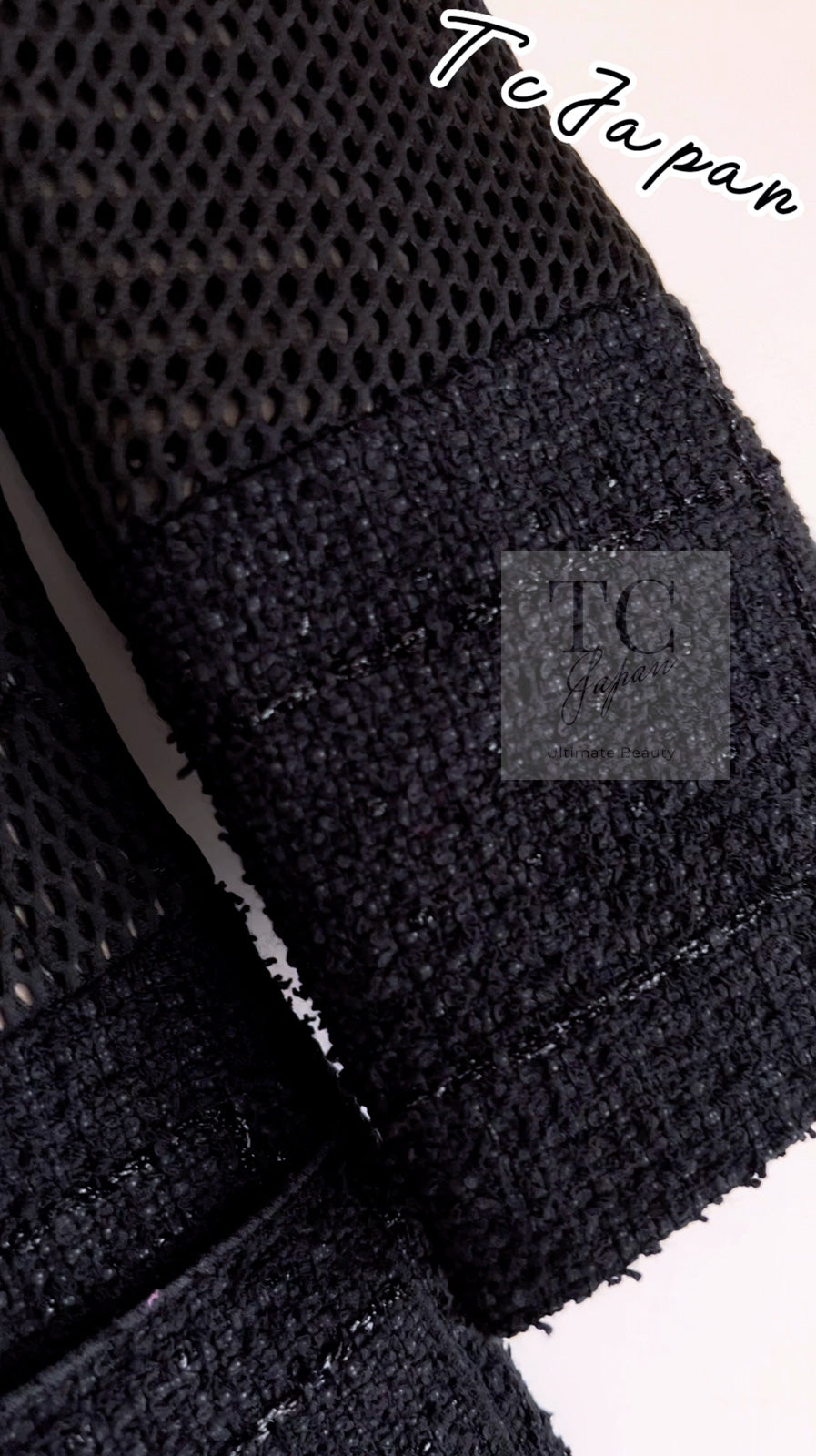 CHANEL 13S Black Pearl Button Mesh Jacket 38 シャネル ブラック パール ボタン メッシュ ジャケット 即発