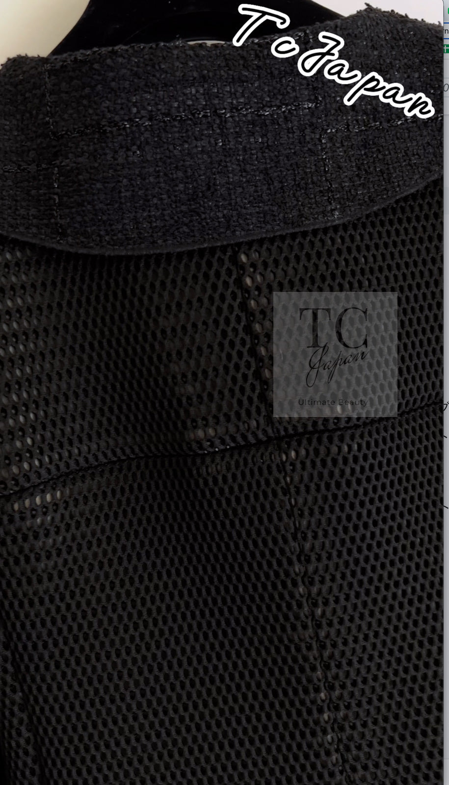 CHANEL 13S Black Pearl Button Mesh Jacket 38 シャネル ブラック パール ボタン メッシュ ジャケット 即発