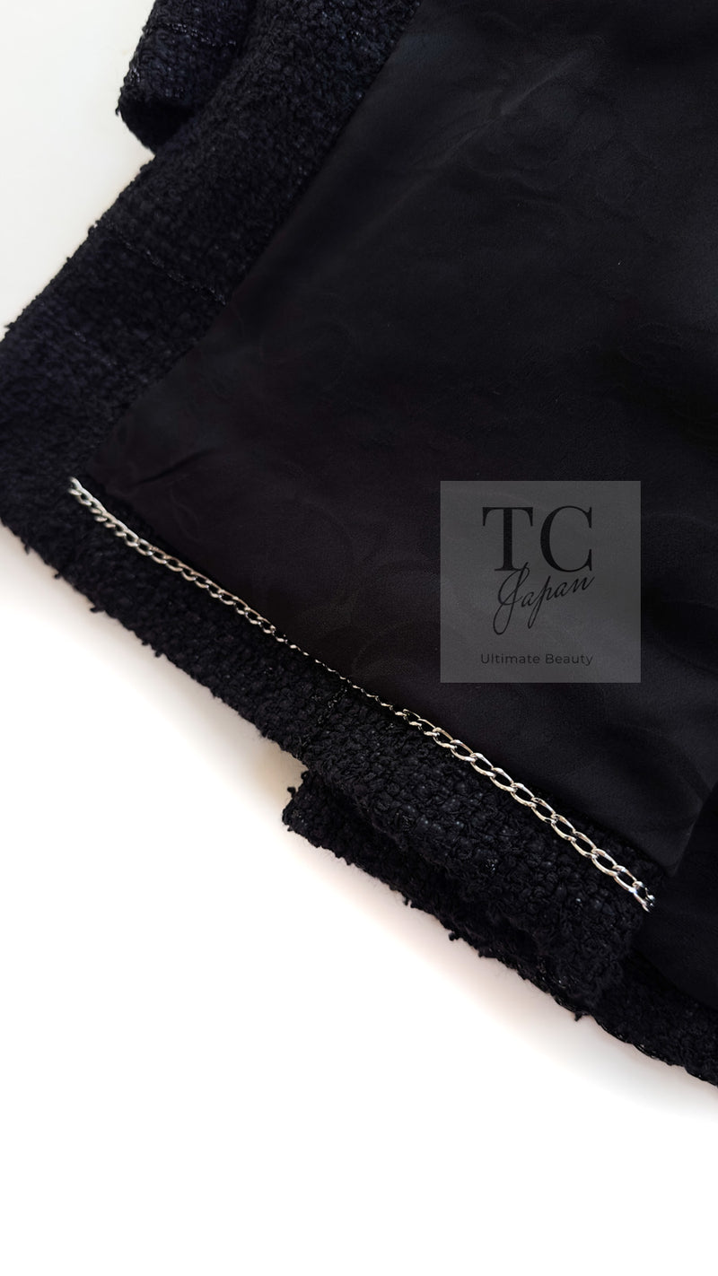 CHANEL 13S Black Pearl Button Mesh Jacket 38 シャネル ブラック パール ボタン メッシュ ジャケット 即発