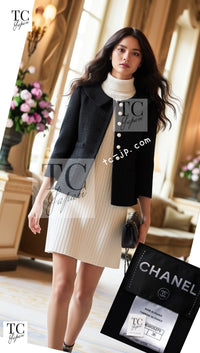 CHANEL 13S Black Pearl Button Mesh Jacket 36 38 シャネル ブラック パール ボタン メッシュ ジャケット 即発