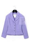 CHANEL 12C Lavender Purple CC Logo Button Tweed Jacket 34 シャネル ラベンダー パープル ココ ボタン ツイード ジャケット 即発