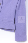 CHANEL 12C Lavender Purple CC Logo Button Tweed Jacket 34 シャネル ラベンダー パープル ココ ボタン ツイード ジャケット 即発