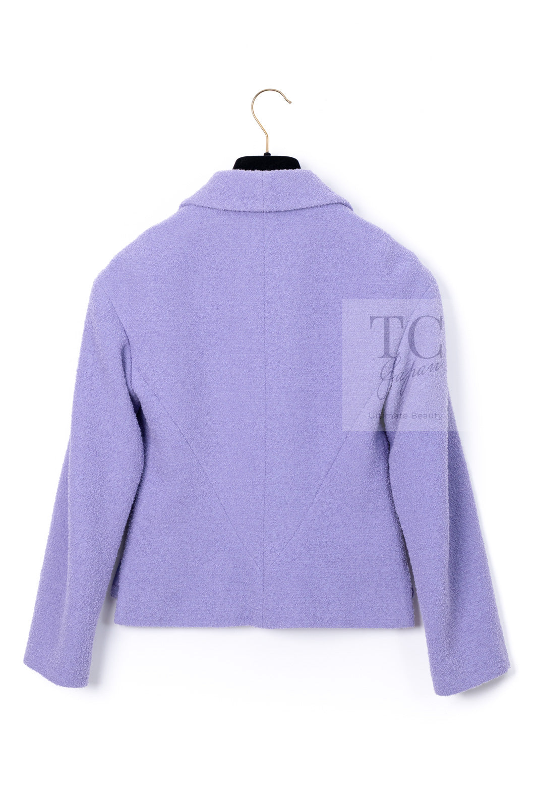 CHANEL 12C Lavender Purple CC Logo Button Tweed Jacket 34 シャネル ラベンダー パープル ココ ボタン ツイード ジャケット 即発