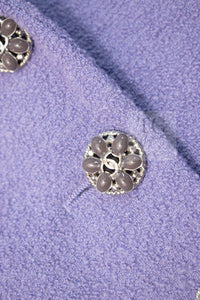CHANEL 12C Lavender Purple CC Logo Button Tweed Jacket 34 シャネル ラベンダー パープル ココ ボタン ツイード ジャケット 即発