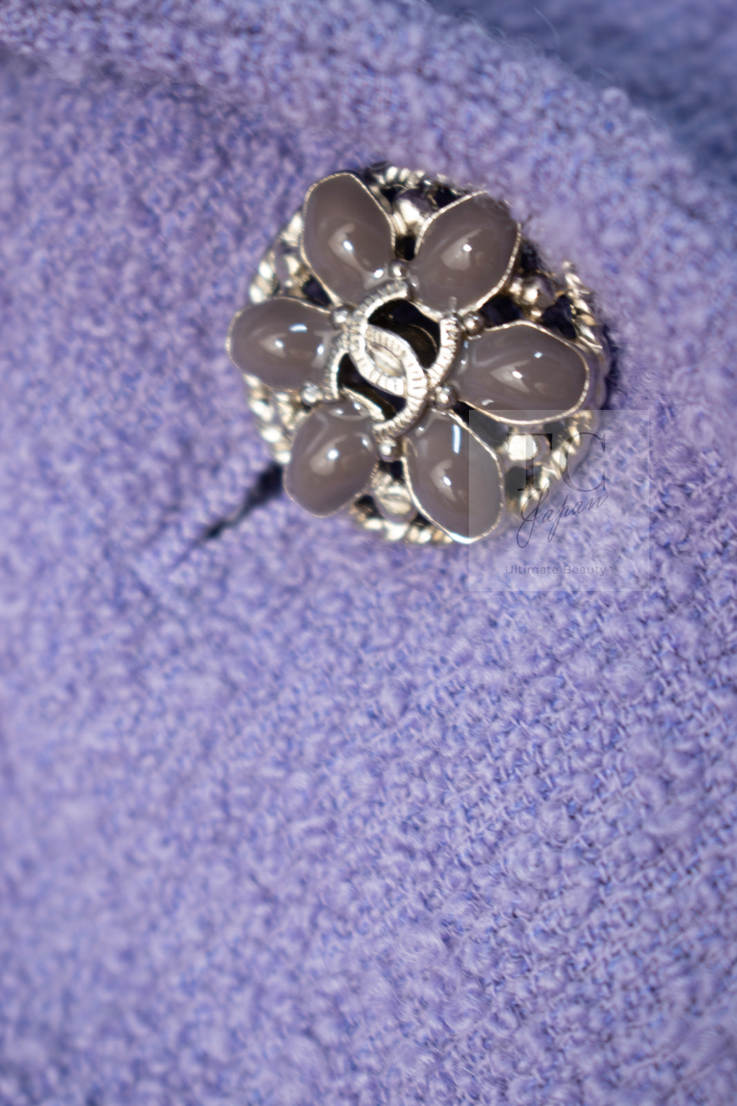 CHANEL 12C Lavender Purple CC Logo Button Tweed Jacket 34 シャネル ラベンダー パープル ココ ボタン ツイード ジャケット 即発