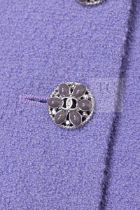 CHANEL 12C Lavender Purple CC Logo Button Tweed Jacket 34 シャネル ラベンダー パープル ココ ボタン ツイード ジャケット 即発