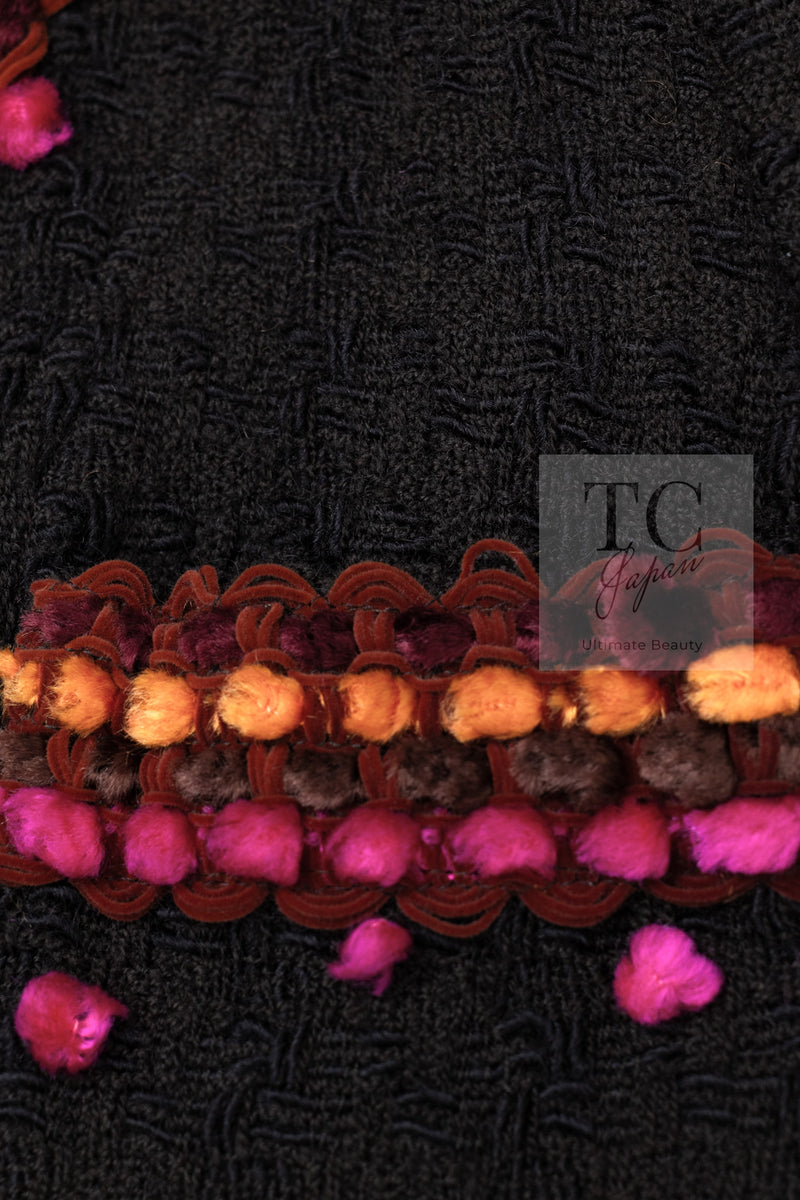 CHANEL 97A Vintage Brown Orange Pink Trim Wool Tweed Jacket 40 シャネル ヴィンテージ ブラウン オレンジ ピンク トリム ウール ツイード ジャケット 即発