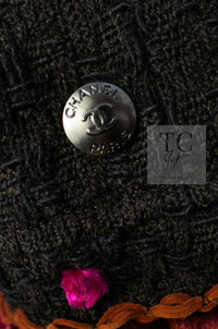 CHANEL 97A Vintage Brown Orange Pink Trim Wool Tweed Jacket 40 シャネル ヴィンテージ ブラウン オレンジ ピンク トリム ウール ツイード ジャケット 即発