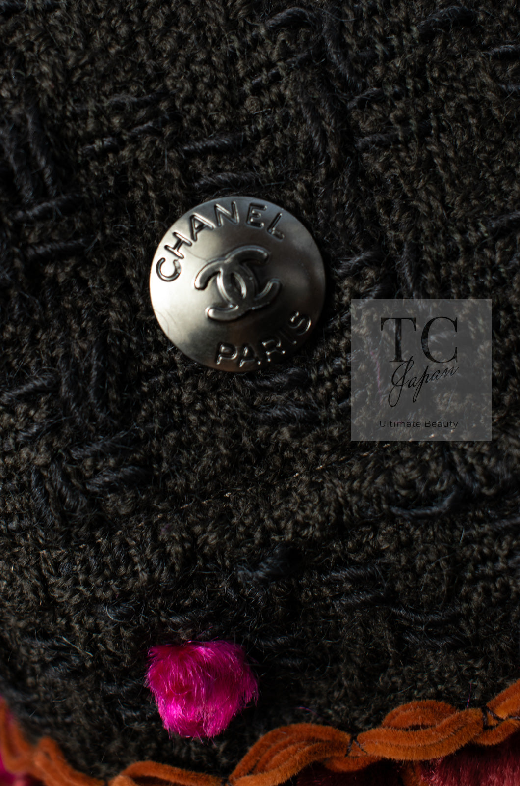 CHANEL 97A Vintage Brown Orange Pink Trim Wool Tweed Jacket 40 シャネル ヴィンテージ ブラウン オレンジ ピンク トリム ウール ツイード ジャケット 即発