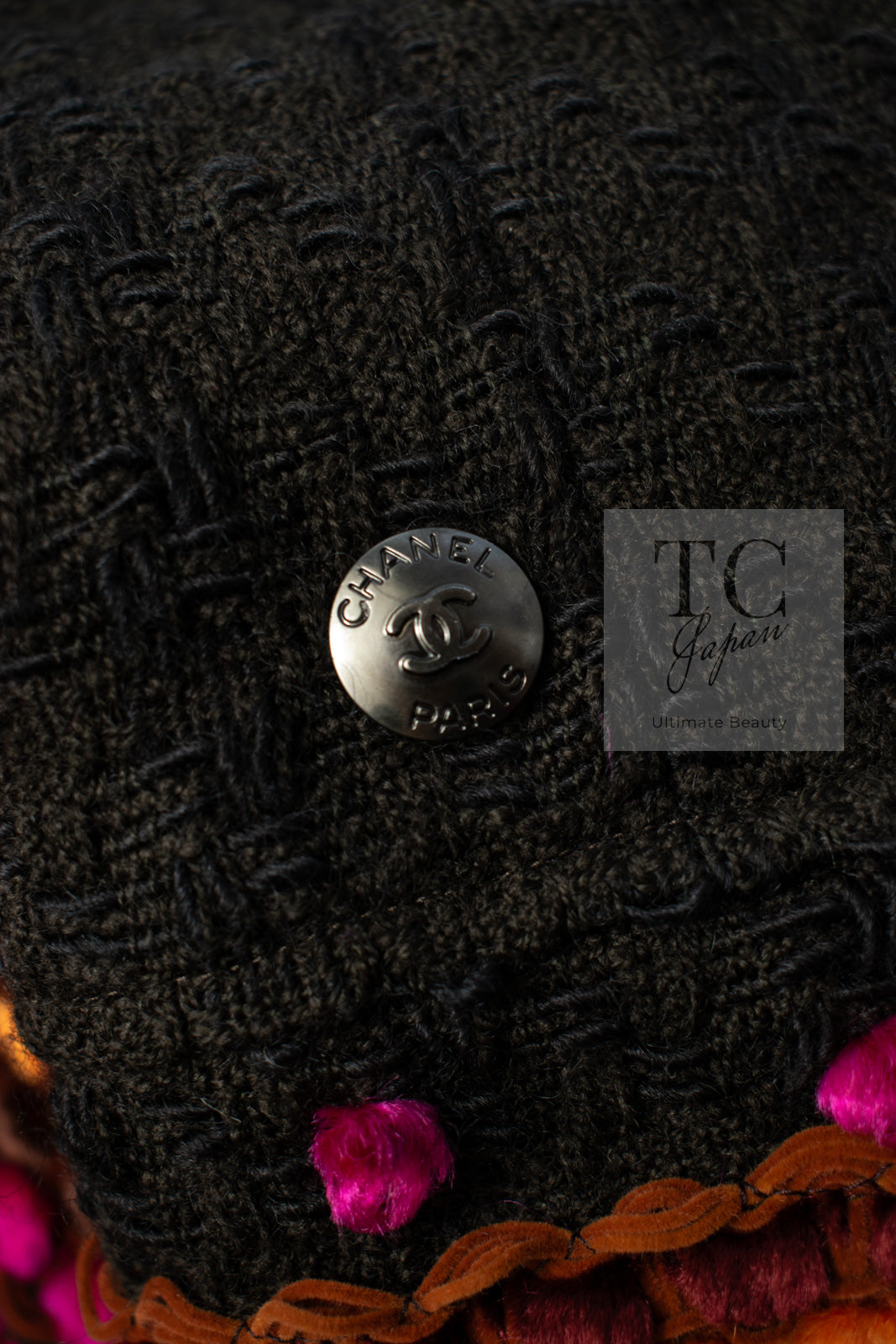 CHANEL 97A Vintage Brown Orange Pink Trim Wool Tweed Jacket 40 シャネル ヴィンテージ ブラウン オレンジ ピンク トリム ウール ツイード ジャケット 即発