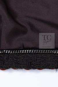 CHANEL 97A Vintage Brown Orange Pink Trim Wool Tweed Jacket 40 シャネル ヴィンテージ ブラウン オレンジ ピンク トリム ウール ツイード ジャケット 即発