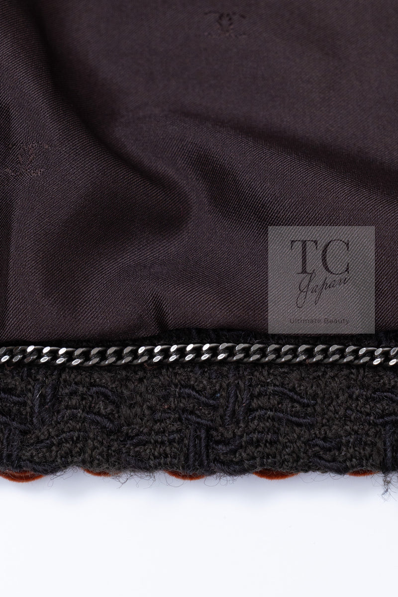 CHANEL 97A Vintage Brown Orange Pink Trim Wool Tweed Jacket 40 シャネル ヴィンテージ ブラウン オレンジ ピンク トリム ウール ツイード ジャケット 即発