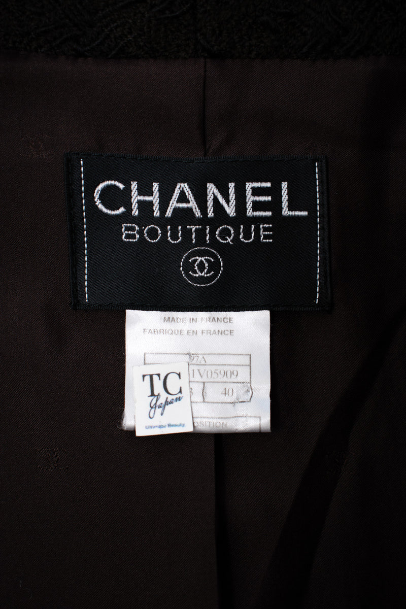 CHANEL 97A Vintage Brown Orange Pink Trim Wool Tweed Jacket 40 シャネル ヴィンテージ ブラウン オレンジ ピンク トリム ウール ツイード ジャケット 即発