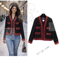 CHANEL 97A Vintage Brown Orange Pink Trim Wool Tweed Jacket 40 シャネル ヴィンテージ ブラウン オレンジ ピンク トリム ウール ツイード ジャケット 即発