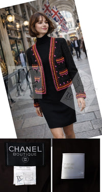 CHANEL 97A Vintage Brown Orange Pink Trim Wool Tweed Jacket 40 シャネル ヴィンテージ ブラウン オレンジ ピンク トリム ウール ツイード ジャケット 即発