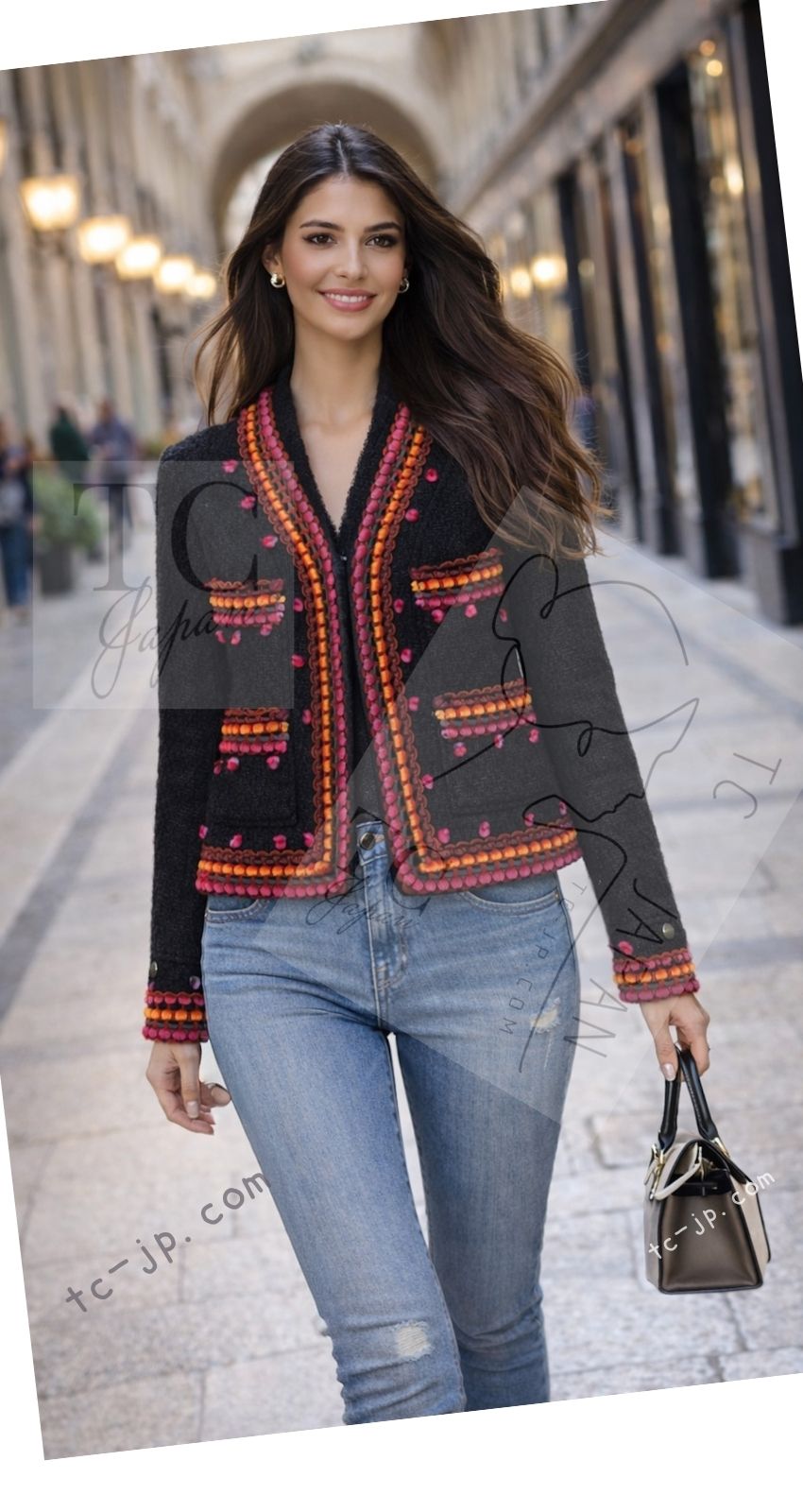 CHANEL 97A Vintage Brown Orange Pink Trim Wool Tweed Jacket 40 シャネル ヴィンテージ ブラウン オレンジ ピンク トリム ウール ツイード ジャケット 即発