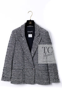 CHANEL 05S Gray Silvet Double Tweed Jacket 38 シャネル グレー シルバー ダブル ツイード ジャケット 即発