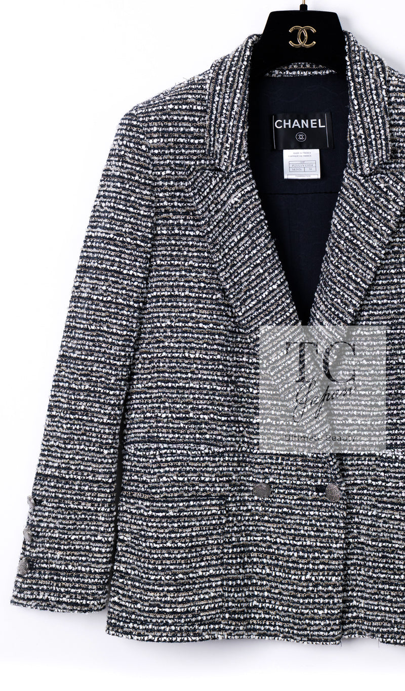 CHANEL 05S Gray Silvet Double Tweed Jacket 38 シャネル グレー シルバー ダブル ツイード ジャケット 即発