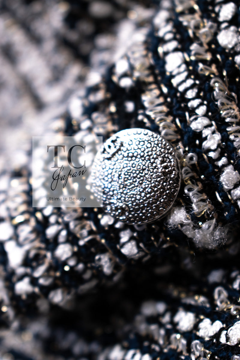 CHANEL 05S Gray Silvet Double Tweed Jacket 38 シャネル グレー シルバー ダブル ツイード ジャケット 即発