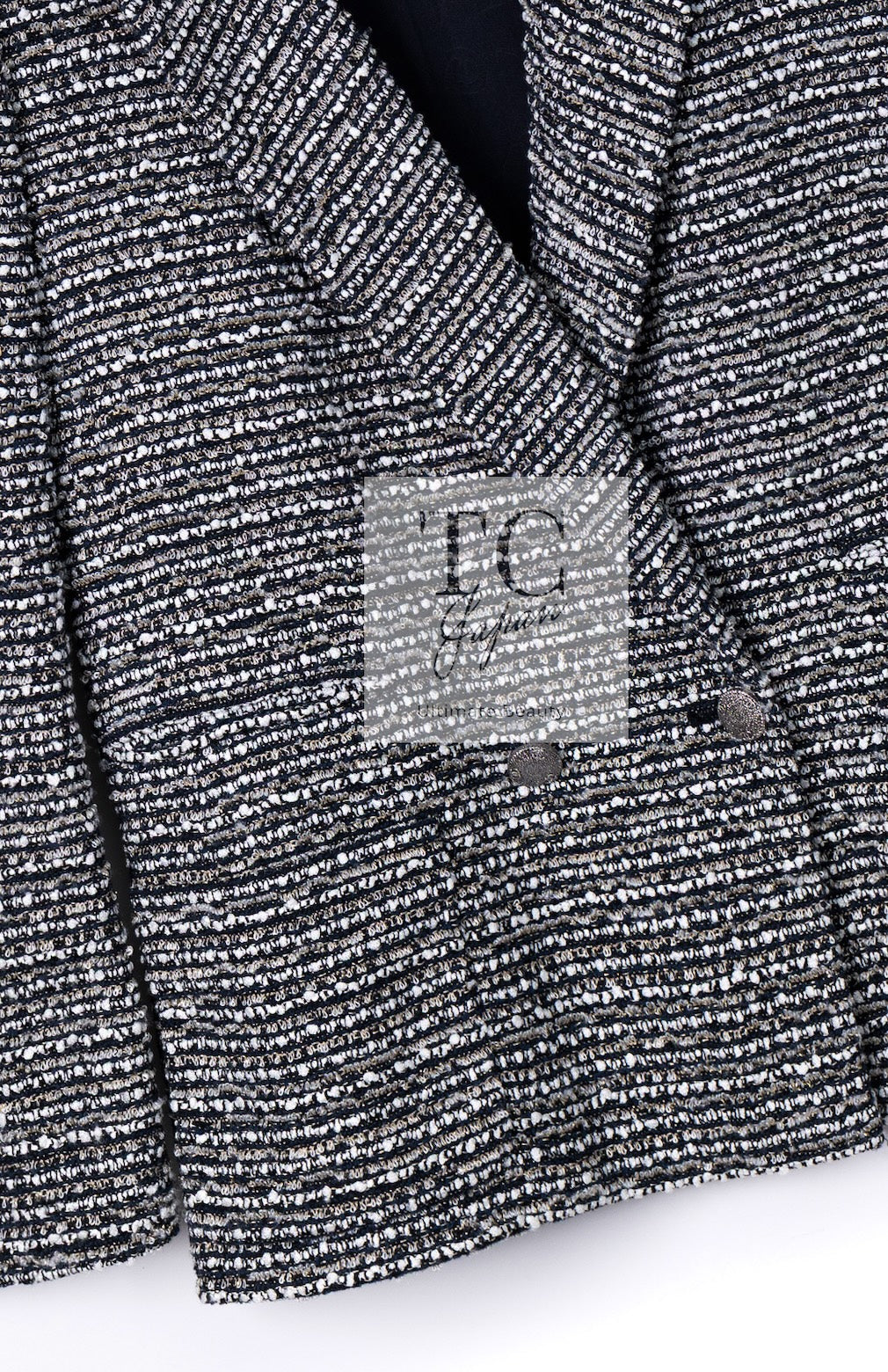 CHANEL 05S Gray Silvet Double Tweed Jacket 38 シャネル グレー シルバー ダブル ツイード ジャケット 即発