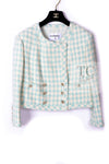 CHANEL 23S Mint Green Ivory Cotton Double Tweed Jacket 38 シャネル ミント グリーン アイボリー コットン ダブル ツイード ジャケット 即発