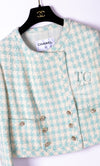 CHANEL 23S Mint Green Ivory Cotton Double Tweed Jacket 38 シャネル ミント グリーン アイボリー コットン ダブル ツイード ジャケット 即発