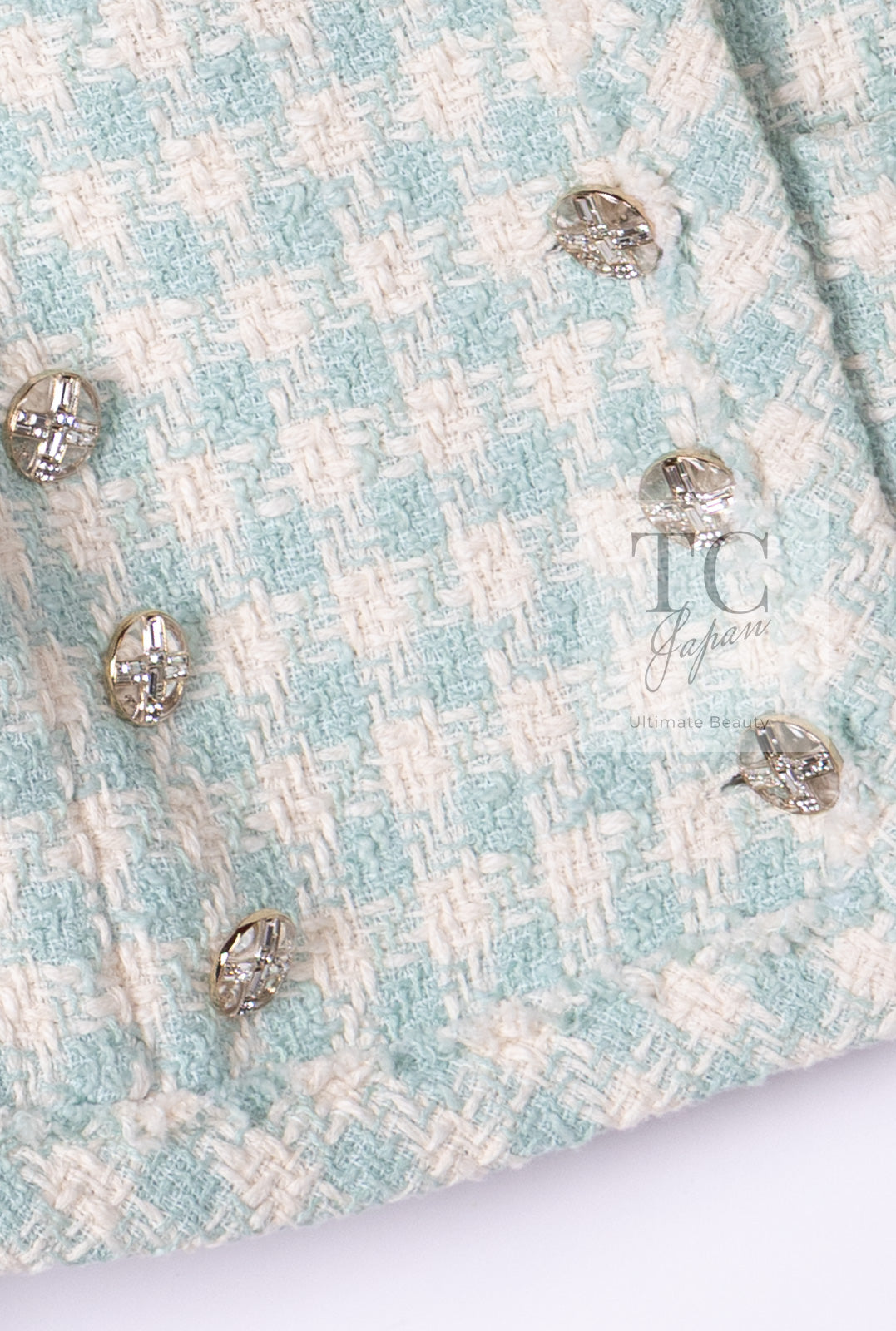 シャネル ジャケット CHANEL ミント グリーン アイボリー コットン