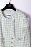 CHANEL 23S Mint Green Ivory Cotton Double Tweed Jacket 38 シャネル ミント グリーン アイボリー コットン ダブル ツイード ジャケット 即発