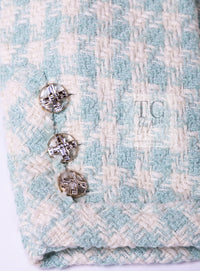 CHANEL 23S Mint Green Ivory Cotton Double Tweed Jacket 38 シャネル ミント グリーン アイボリー コットン ダブル ツイード ジャケット 即発