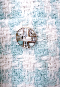 CHANEL 23S Mint Green Ivory Cotton Double Tweed Jacket 38 シャネル ミント グリーン アイボリー コットン ダブル ツイード ジャケット 即発