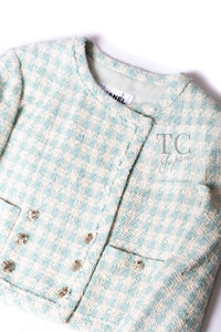 CHANEL 23S Mint Green Ivory Cotton Double Tweed Jacket 38 シャネル ミント グリーン アイボリー コットン ダブル ツイード ジャケット 即発
