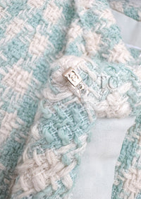 CHANEL 23S Mint Green Ivory Cotton Double Tweed Jacket 38 シャネル ミント グリーン アイボリー コットン ダブル ツイード ジャケット 即発