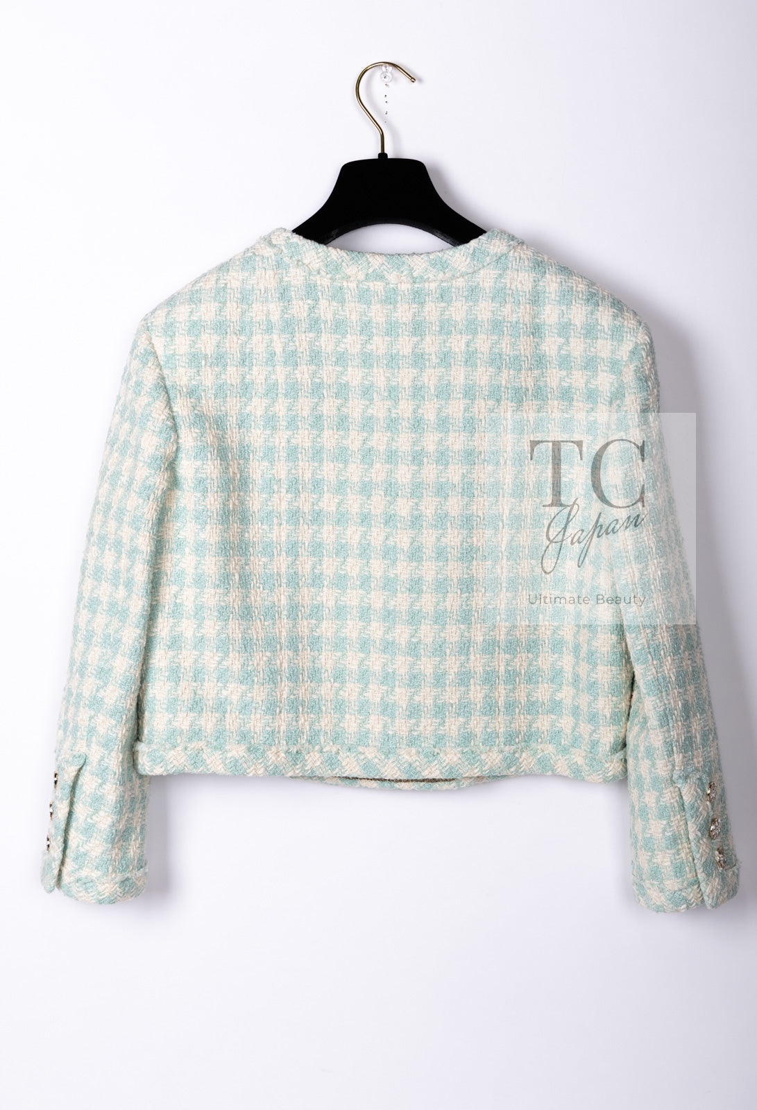 CHANEL 23S Mint Green Ivory Cotton Double Tweed Jacket 38 シャネル ミント グリーン アイボリー コットン ダブル ツイード ジャケット 即発