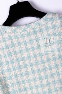 CHANEL 23S Mint Green Ivory Cotton Double Tweed Jacket 38 シャネル ミント グリーン アイボリー コットン ダブル ツイード ジャケット 即発