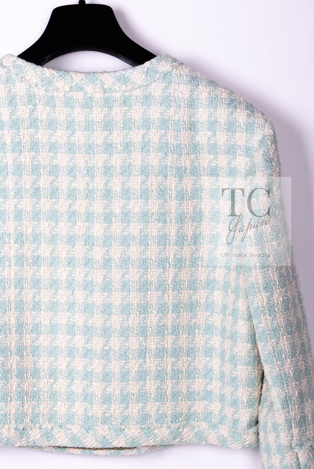 CHANEL 23S Mint Green Ivory Cotton Double Tweed Jacket 38 シャネル ミント グリーン アイボリー コットン ダブル ツイード ジャケット 即発