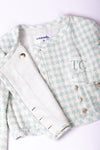 CHANEL 23S Mint Green Ivory Cotton Double Tweed Jacket 38 シャネル ミント グリーン アイボリー コットン ダブル ツイード ジャケット 即発
