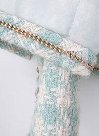 CHANEL 23S Mint Green Ivory Cotton Double Tweed Jacket 38 シャネル ミント グリーン アイボリー コットン ダブル ツイード ジャケット 即発