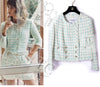 CHANEL 23S Mint Green Ivory Cotton Double Tweed Jacket 38 シャネル ミント グリーン アイボリー コットン ダブル ツイード ジャケット 即発